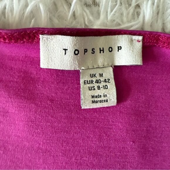 Nordstrom TOPSHOP Asymmetric Cutout Midi Dress in Bright Pink Size M - Picture 7 of 8